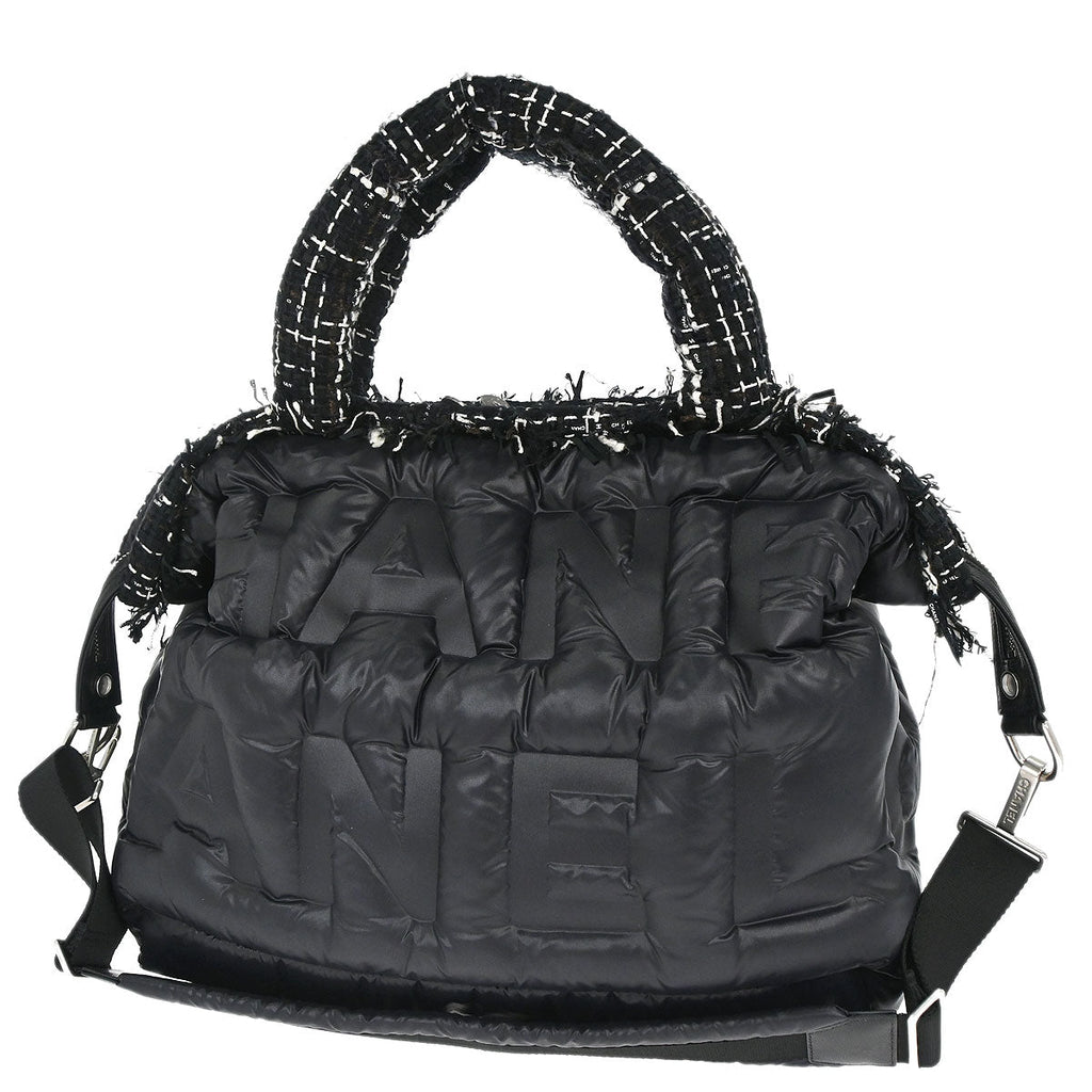 Chanel 2018-2019 Black Nylon Coco Neige Doudoune 2way Shoulder Tote Bag