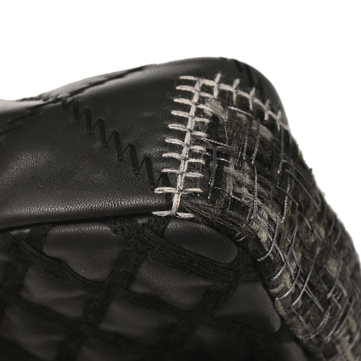 Chanel 2011 Black Tweed Lambskin Patchwork Stitch Shoulder Bag