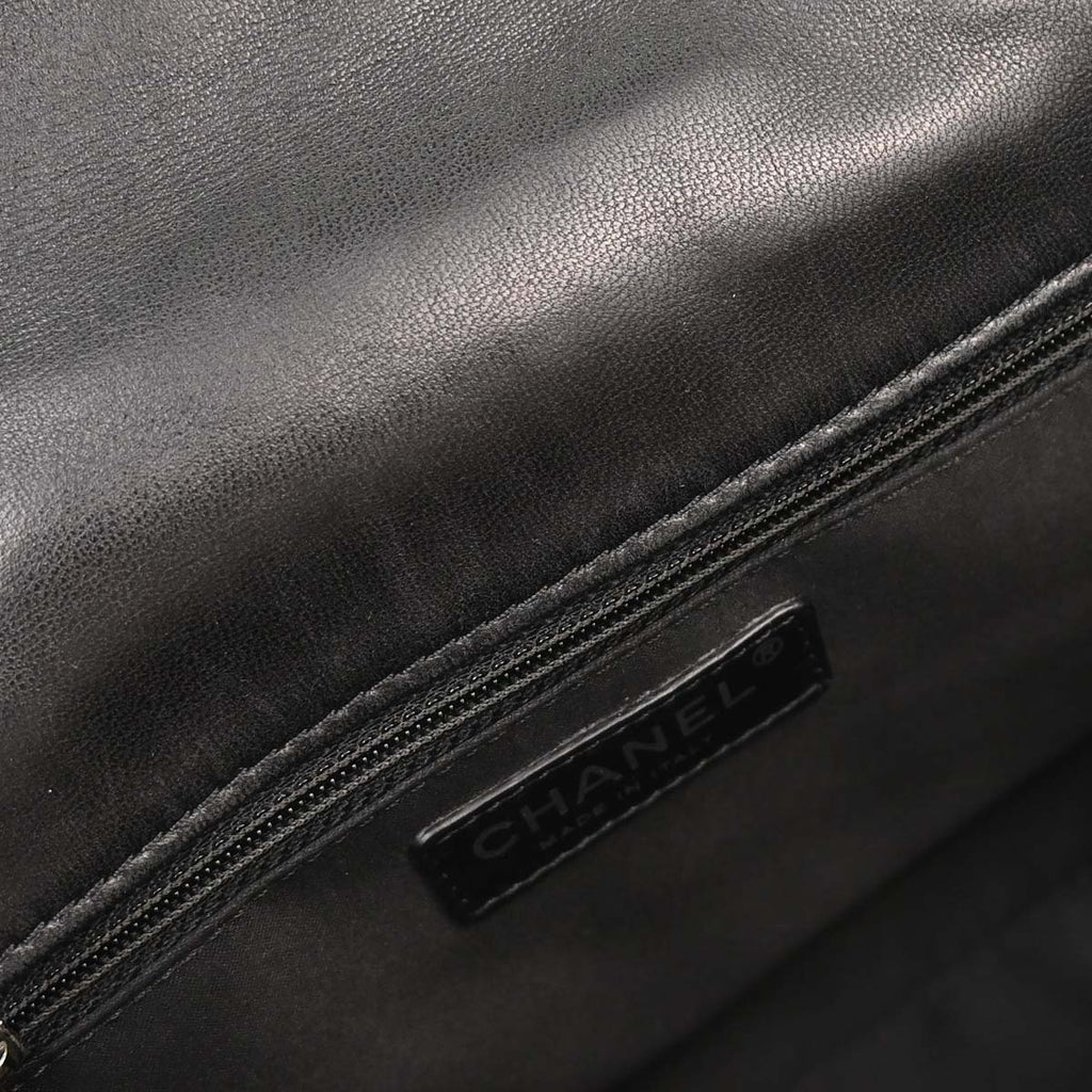 Chanel 2011 Black Tweed Lambskin Patchwork Stitch Shoulder Bag
