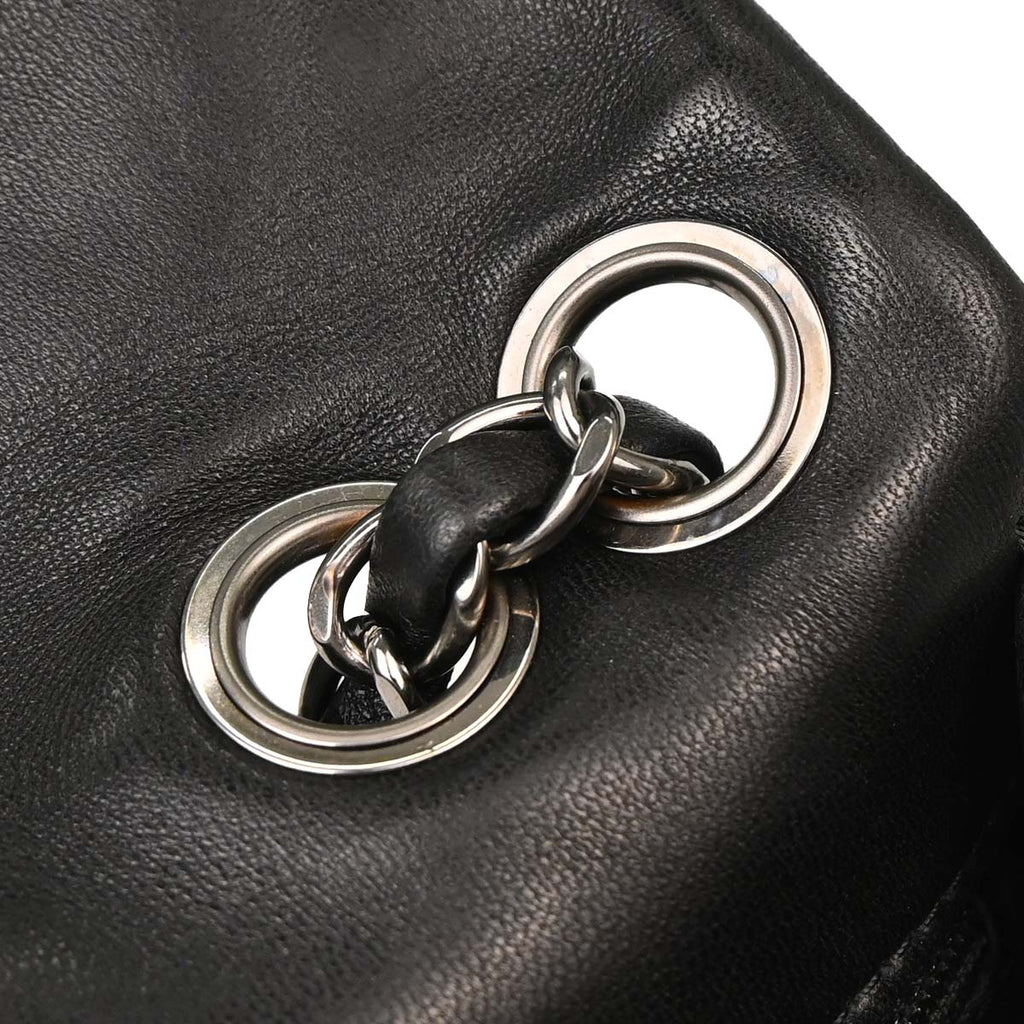 Chanel 2011 Black Tweed Lambskin Patchwork Stitch Shoulder Bag