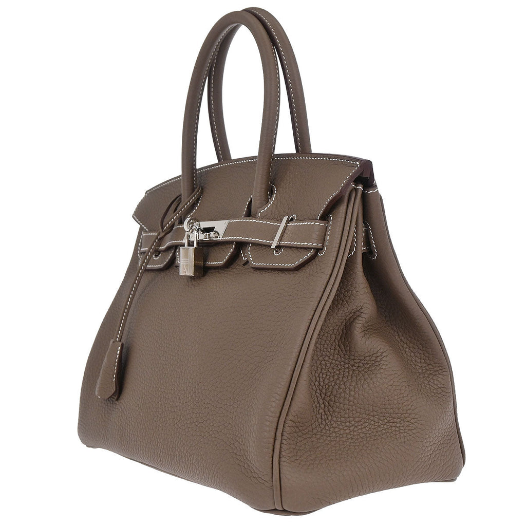 Hermes Etoupe Gray Togo Birkin 30 Handbag