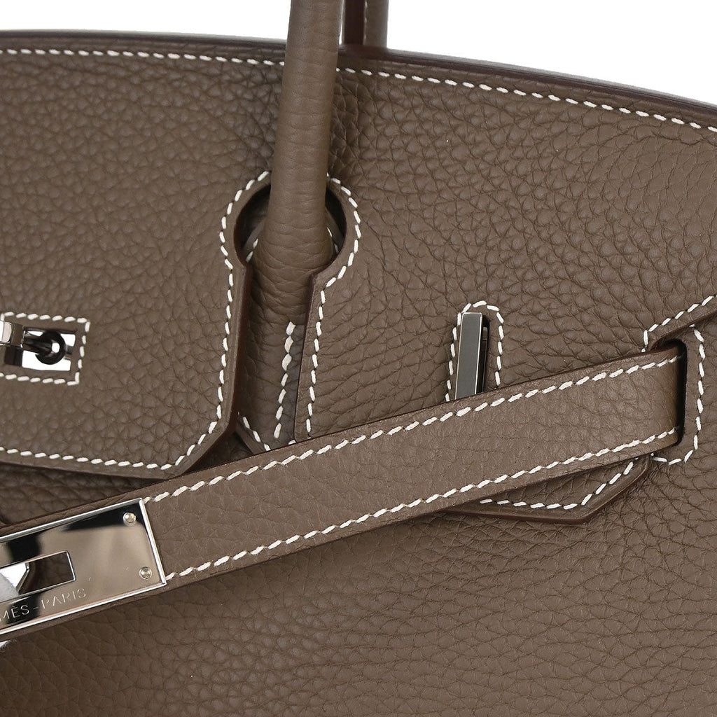 Hermes Etoupe Gray Togo Birkin 30 Handbag