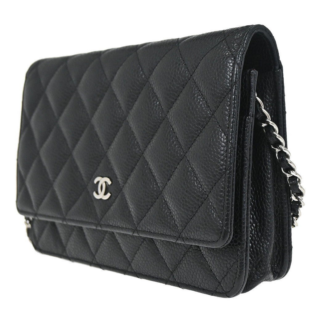 Chanel 2013-2014 Black Caviar WOC Wallet on Chain Bag