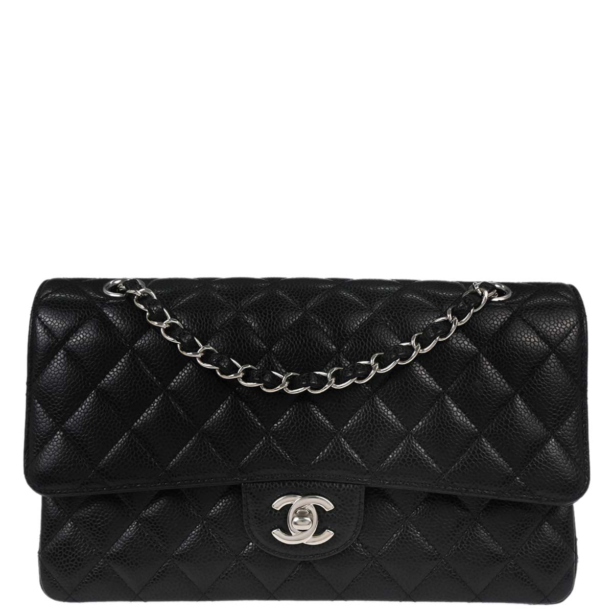 Chanel 2019 Black Caviar Medium Classic Double Flap Shoulder Bag