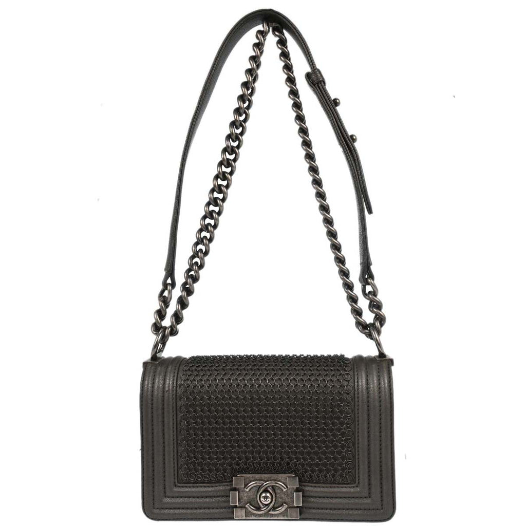 Boy Chanel 2013-2014 Gray Calfskin Small Chain Shoulder Bag