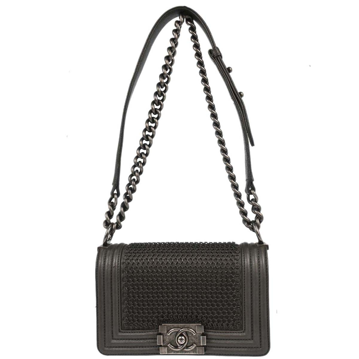 Boy Chanel 2013-2014 Gray Calfskin Small Chain Shoulder Bag
