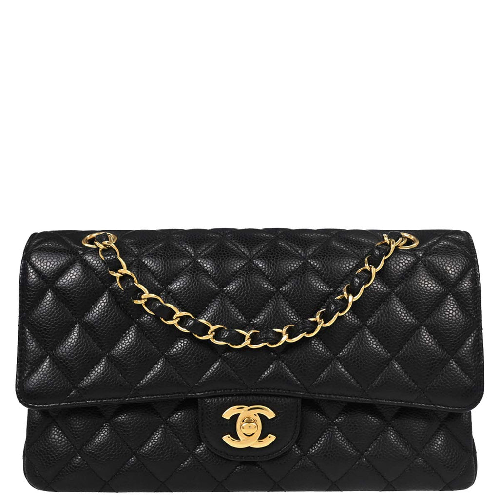 Chanel 2015-2016 Black Caviar Medium Classic Double Flap Shoulder Bag