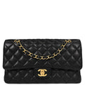 Chanel 2015-2016 Black Caviar Medium Classic Double Flap Shoulder Bag