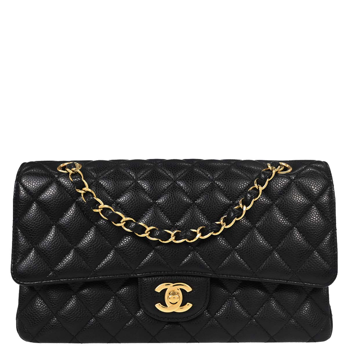 Chanel 2015-2016 Black Caviar Medium Classic Double Flap Shoulder Bag