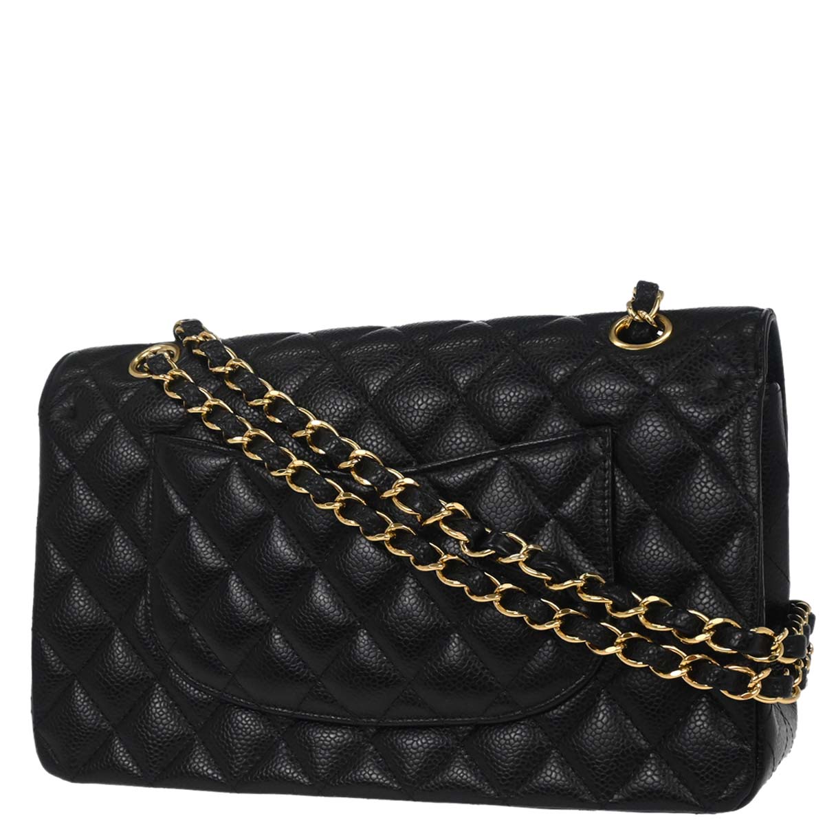 Chanel 2015-2016 Black Caviar Medium Classic Double Flap Shoulder Bag