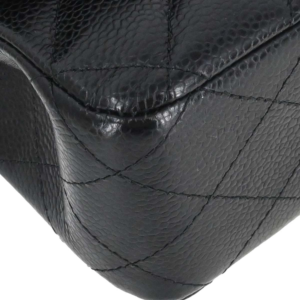 Chanel 2015-2016 Black Caviar Medium Classic Double Flap Shoulder Bag