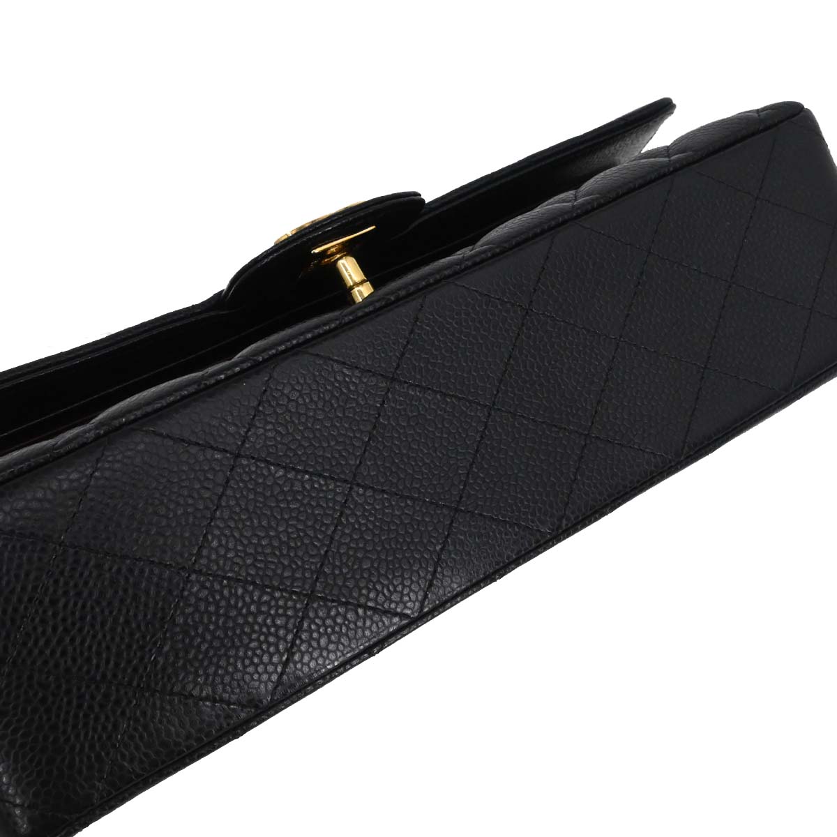 Chanel 2015-2016 Black Caviar Medium Classic Double Flap Shoulder Bag