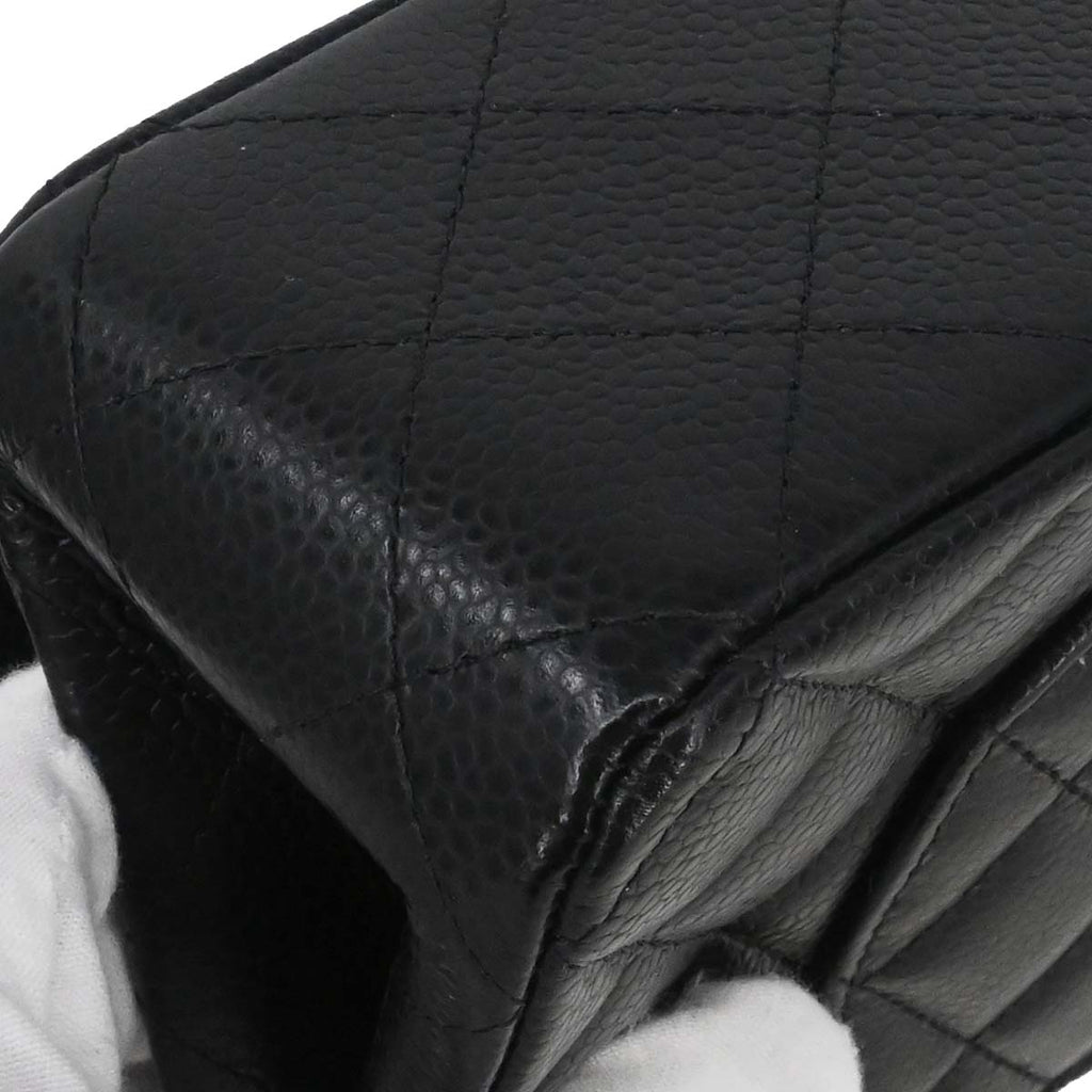 Chanel 2015-2016 Black Caviar Medium Classic Double Flap Shoulder Bag