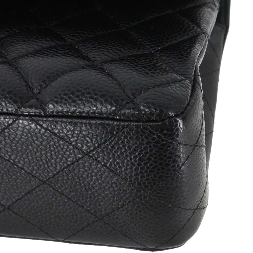 Chanel 2015-2016 Black Caviar Medium Classic Double Flap Shoulder Bag