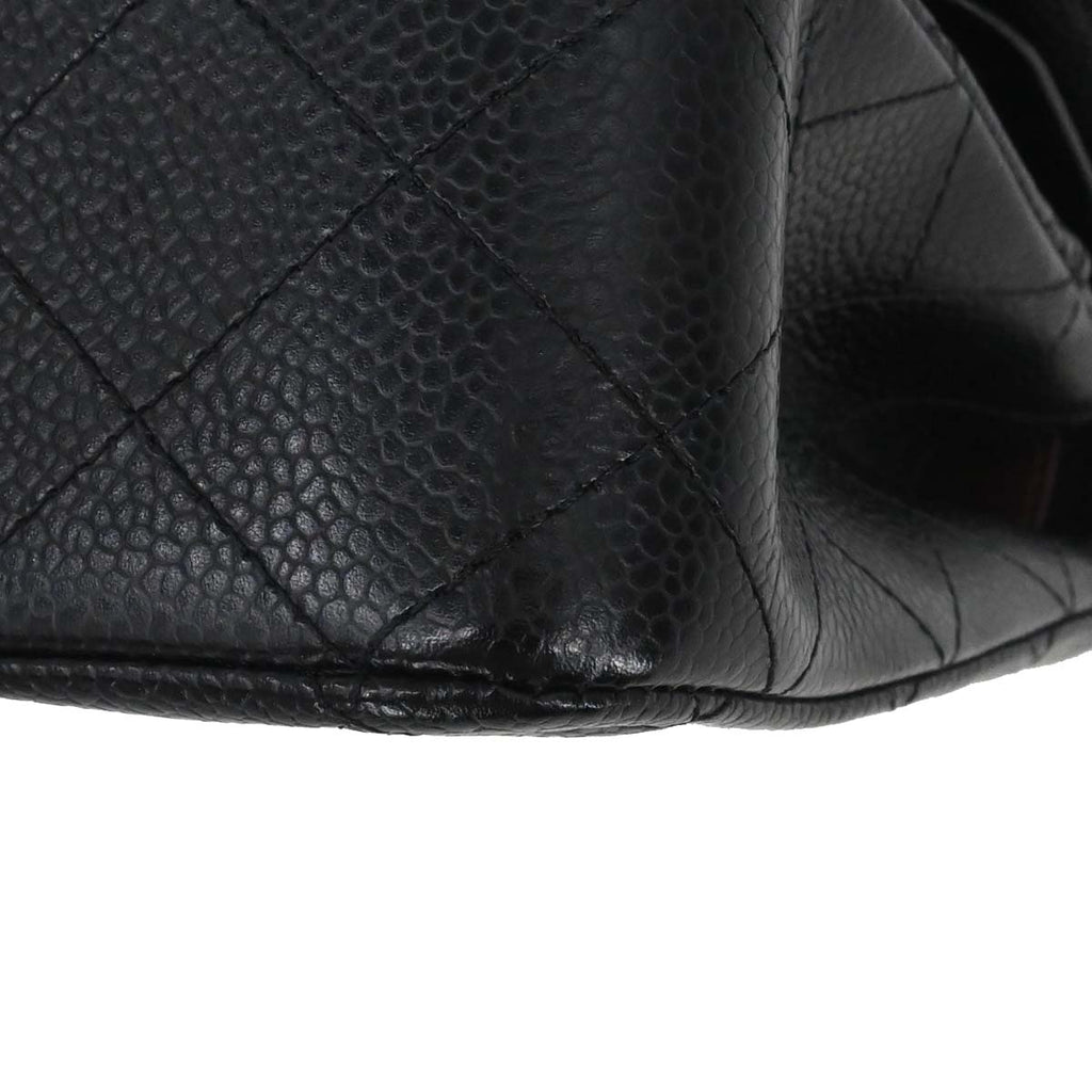 Chanel 2015-2016 Black Caviar Medium Classic Double Flap Shoulder Bag