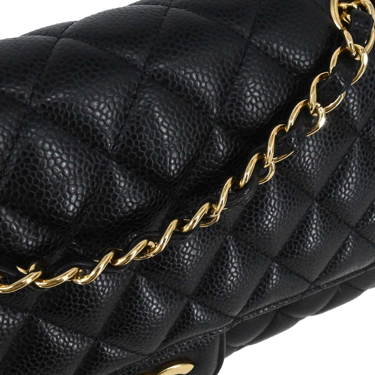 Chanel 2015-2016 Black Caviar Medium Classic Double Flap Shoulder Bag