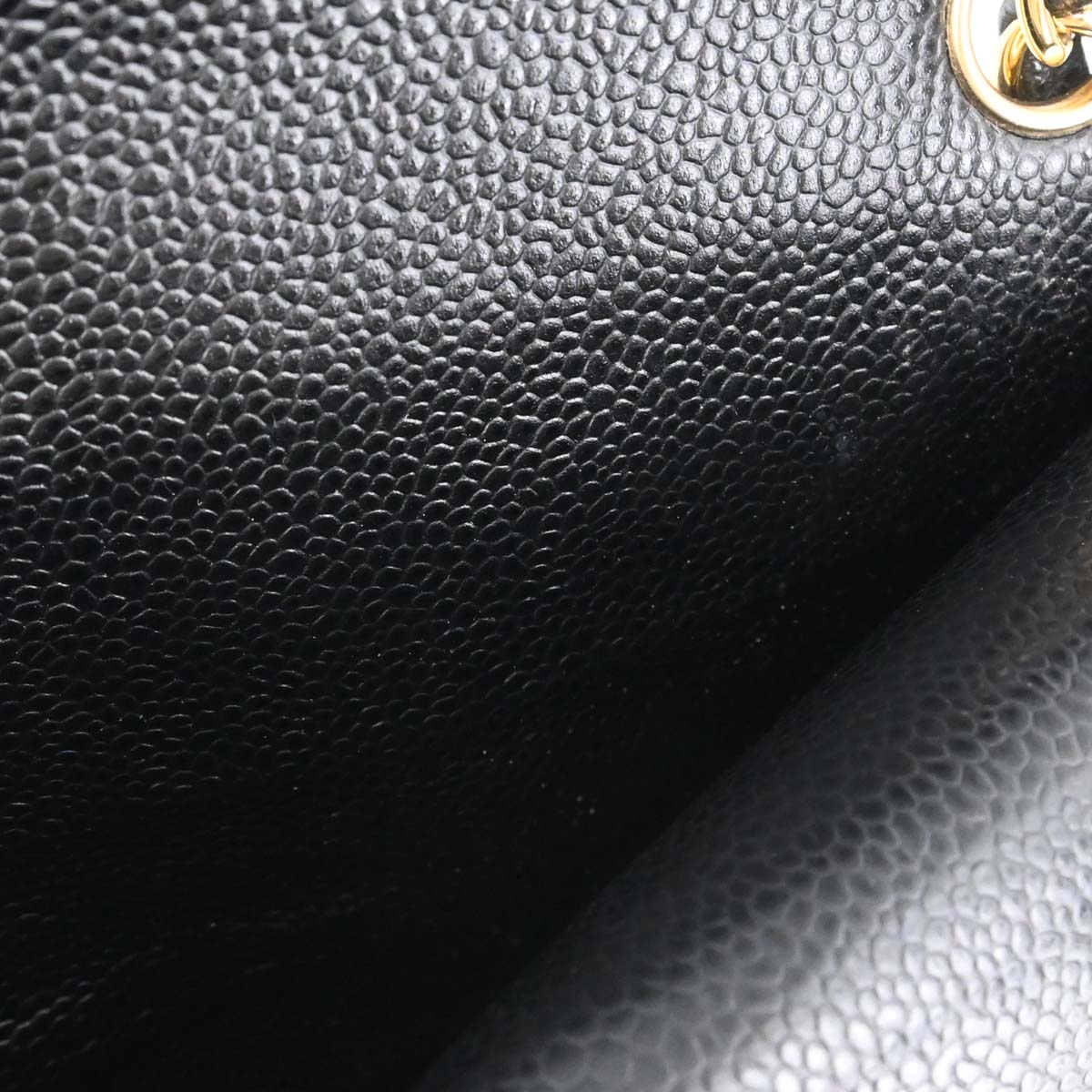 Chanel 2015-2016 Black Caviar Medium Classic Double Flap Shoulder Bag