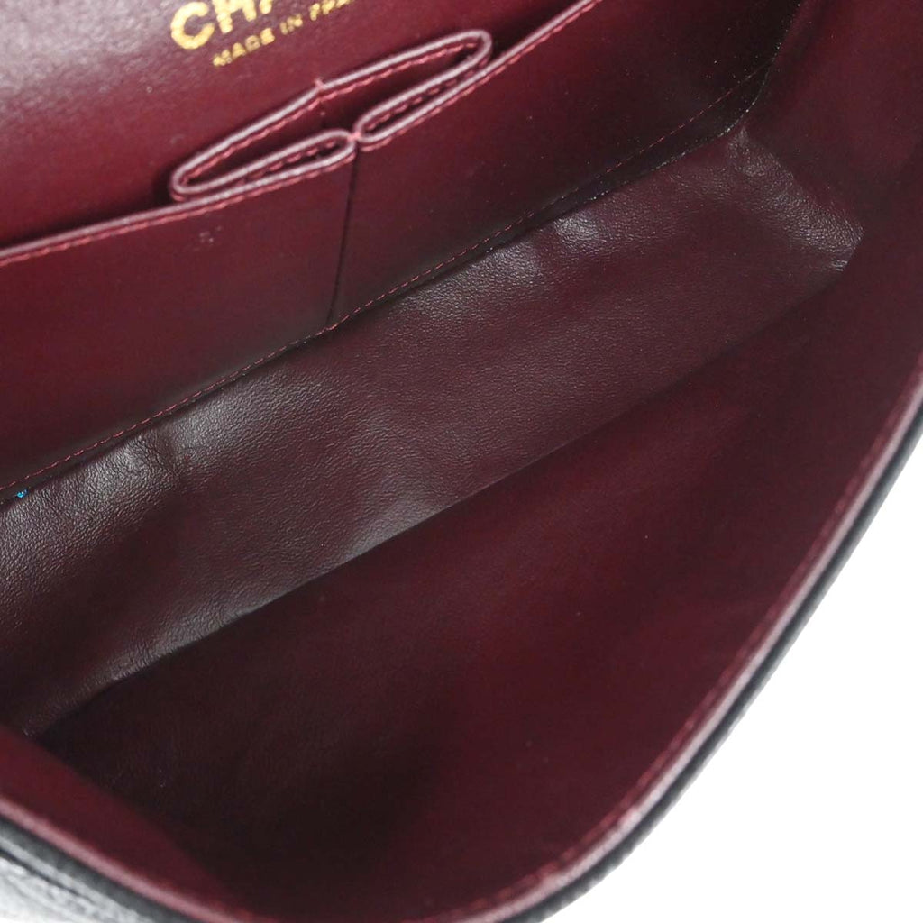 Chanel 2015-2016 Black Caviar Medium Classic Double Flap Shoulder Bag