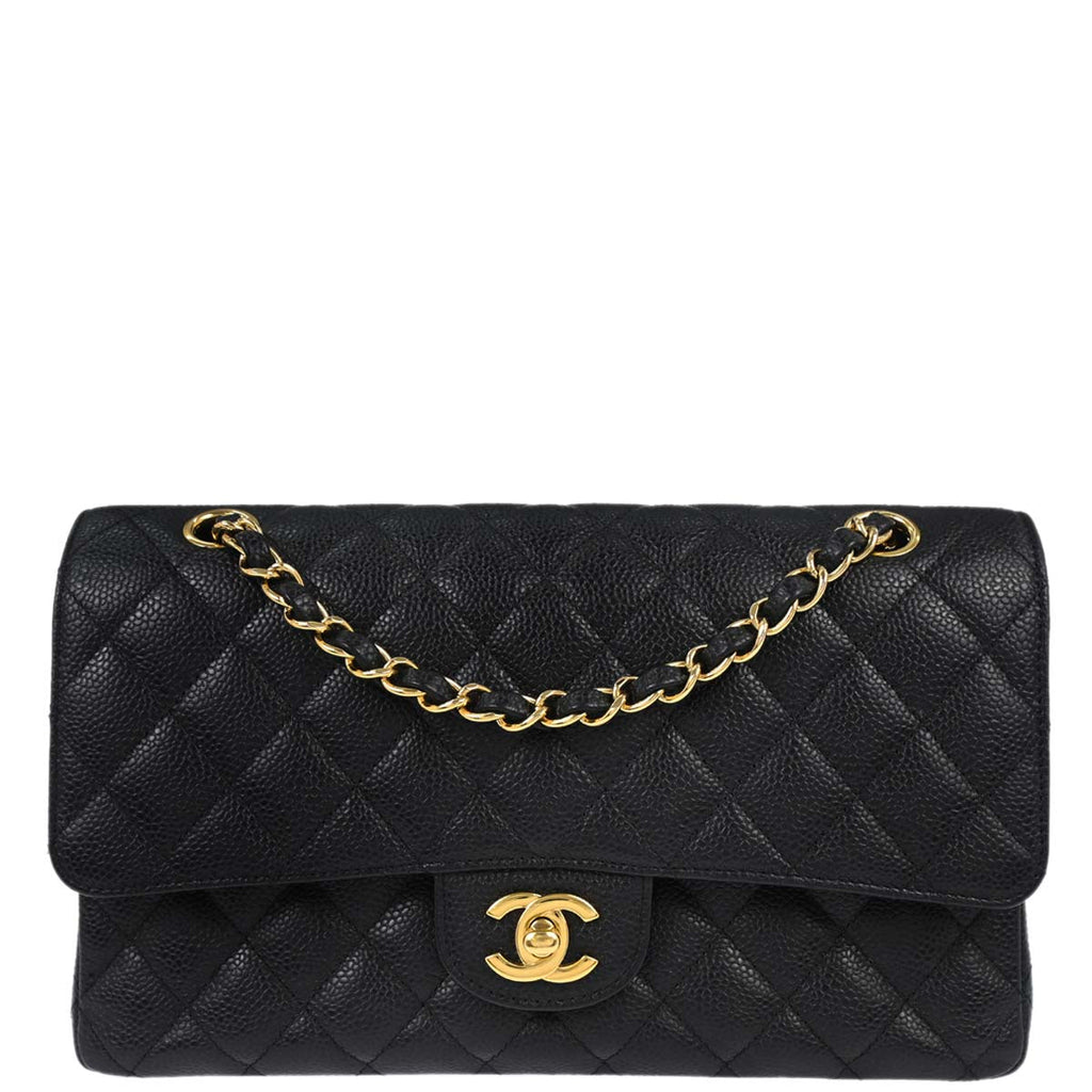 Chanel 2012-2013 Black Caviar Medium Classic Double Flap Shoulder Bag