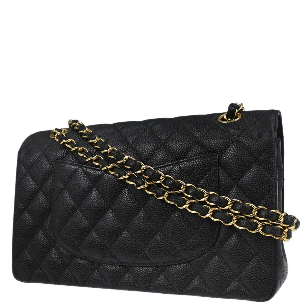 Chanel 2012-2013 Black Caviar Medium Classic Double Flap Shoulder Bag