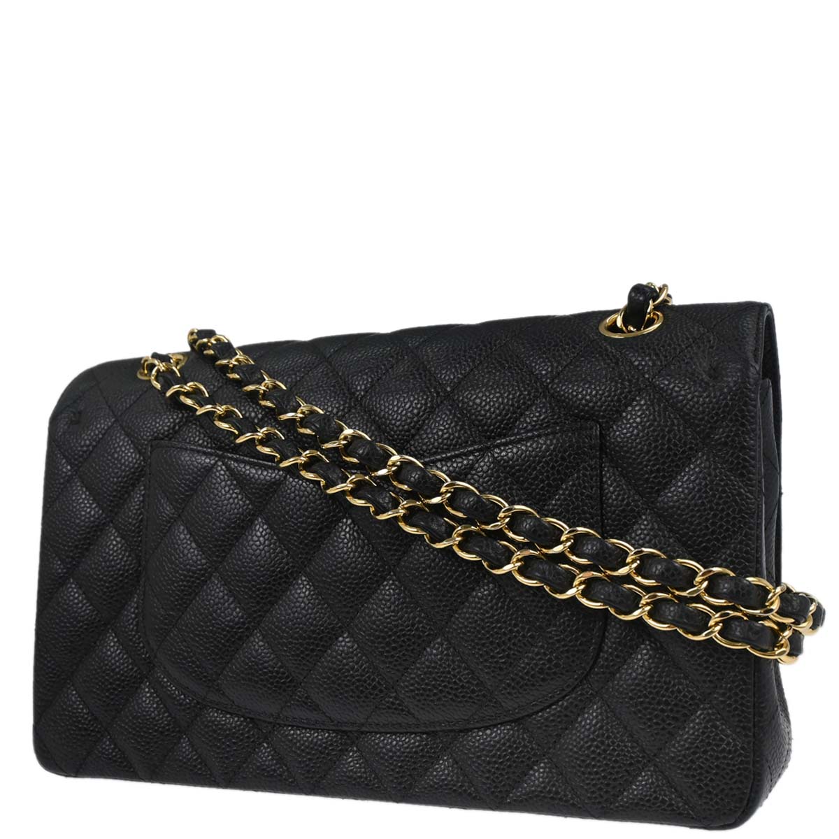 Chanel 2012-2013 Black Caviar Medium Classic Double Flap Shoulder Bag