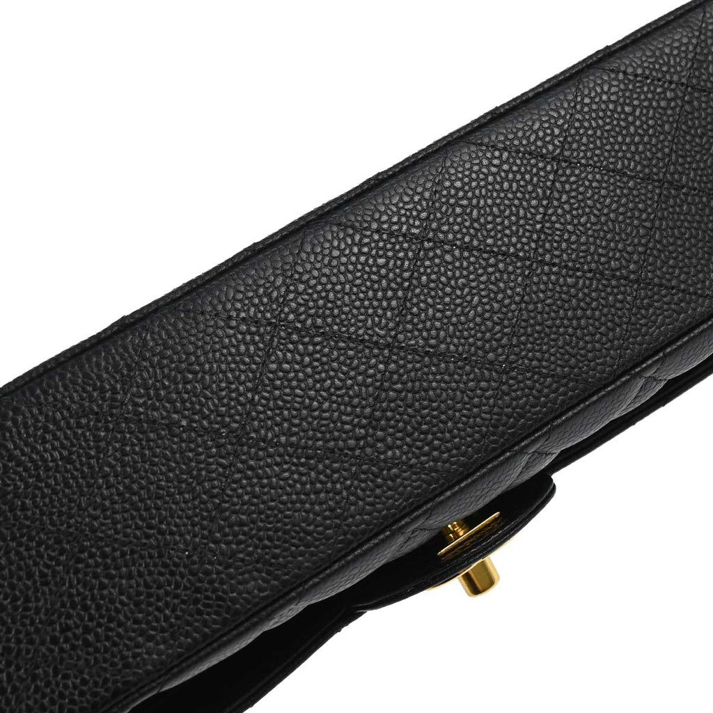 Chanel 2012-2013 Black Caviar Medium Classic Double Flap Shoulder Bag