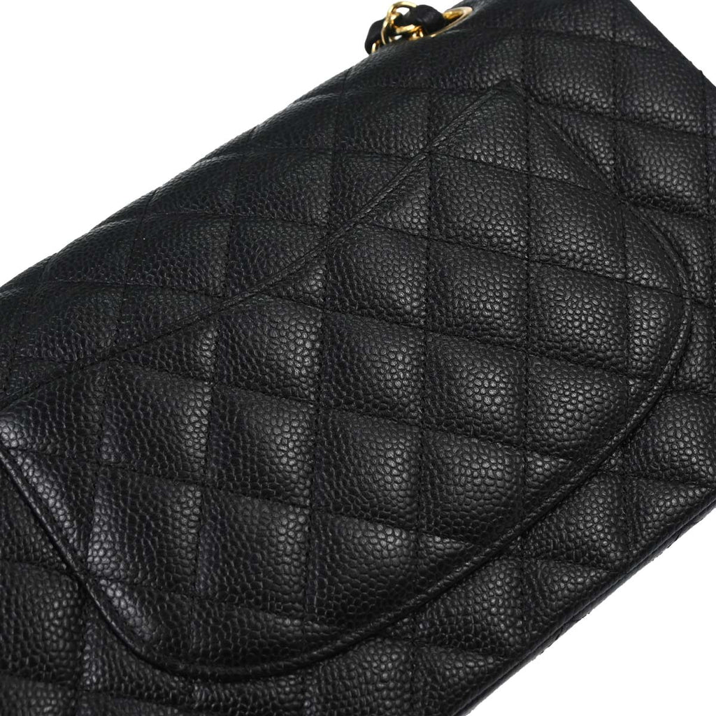 Chanel 2012-2013 Black Caviar Medium Classic Double Flap Shoulder Bag