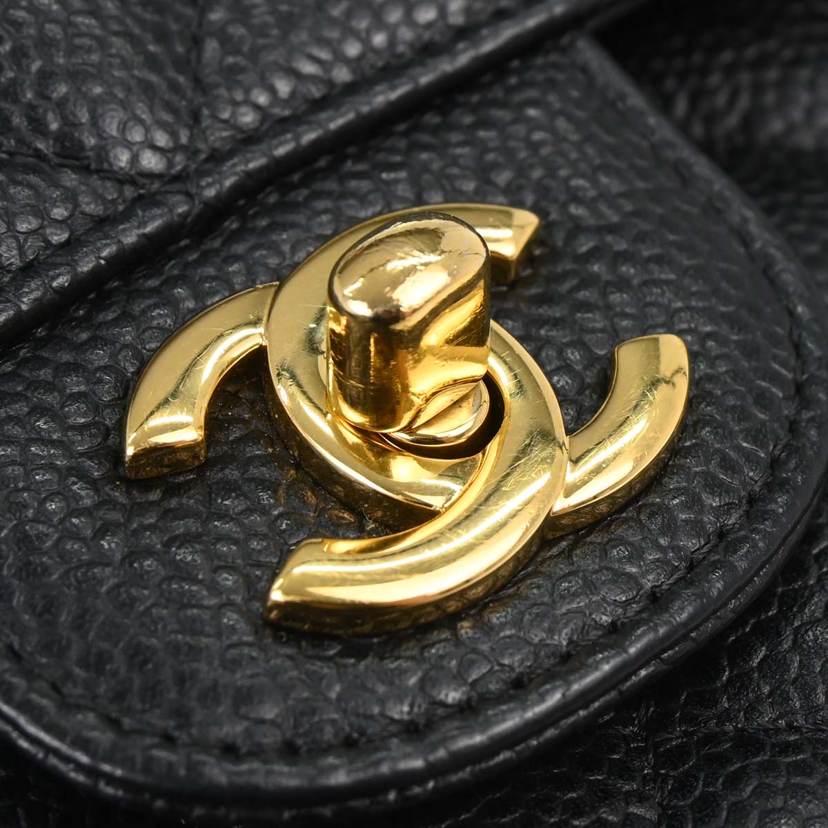 Chanel 2012-2013 Black Caviar Medium Classic Double Flap Shoulder Bag