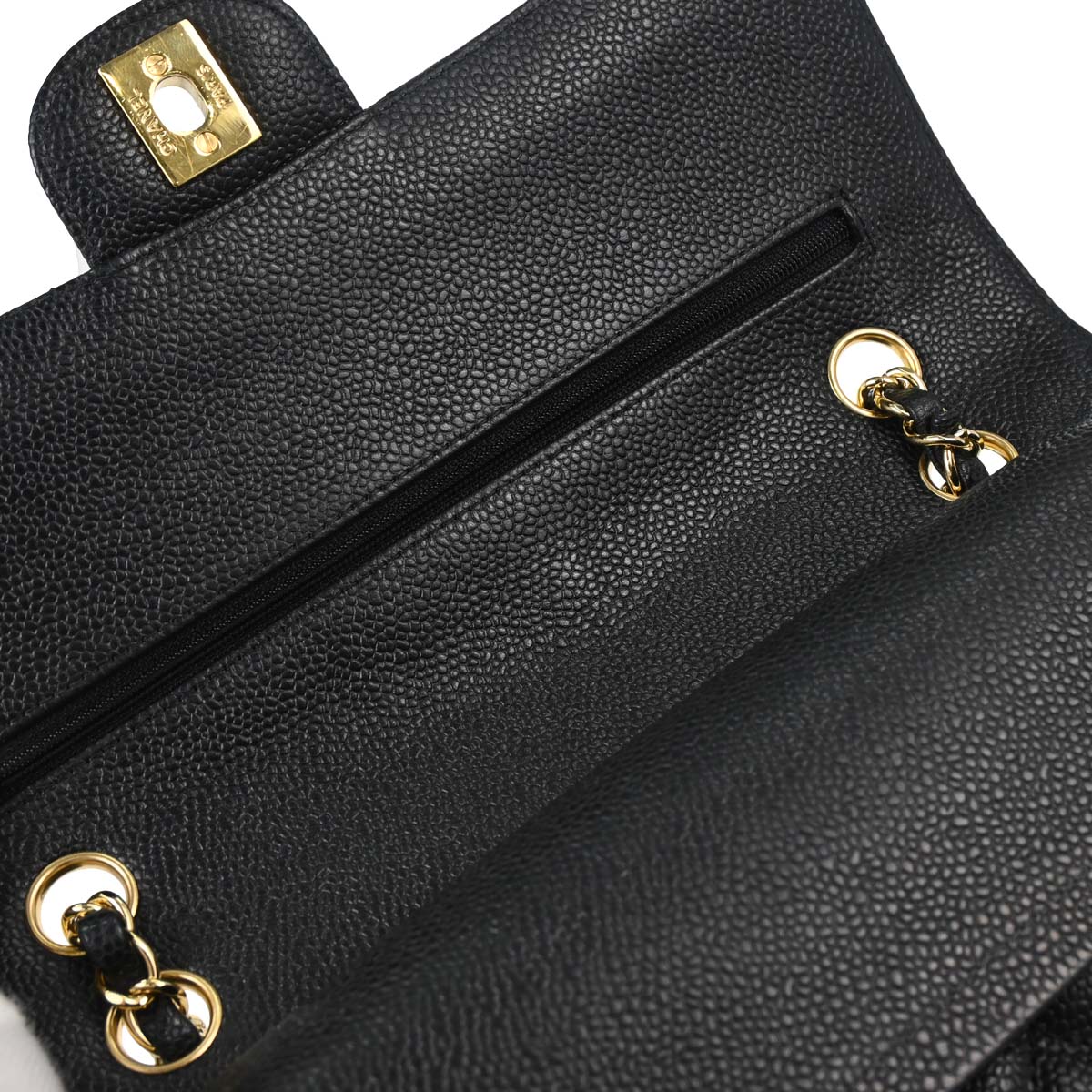 Chanel 2012-2013 Black Caviar Medium Classic Double Flap Shoulder Bag