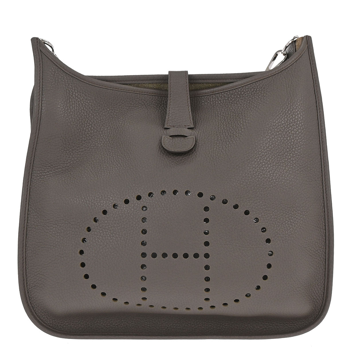 Hermes Taupe Taurillon Clemence Evelyne 3 33 GM Shoulder Bag