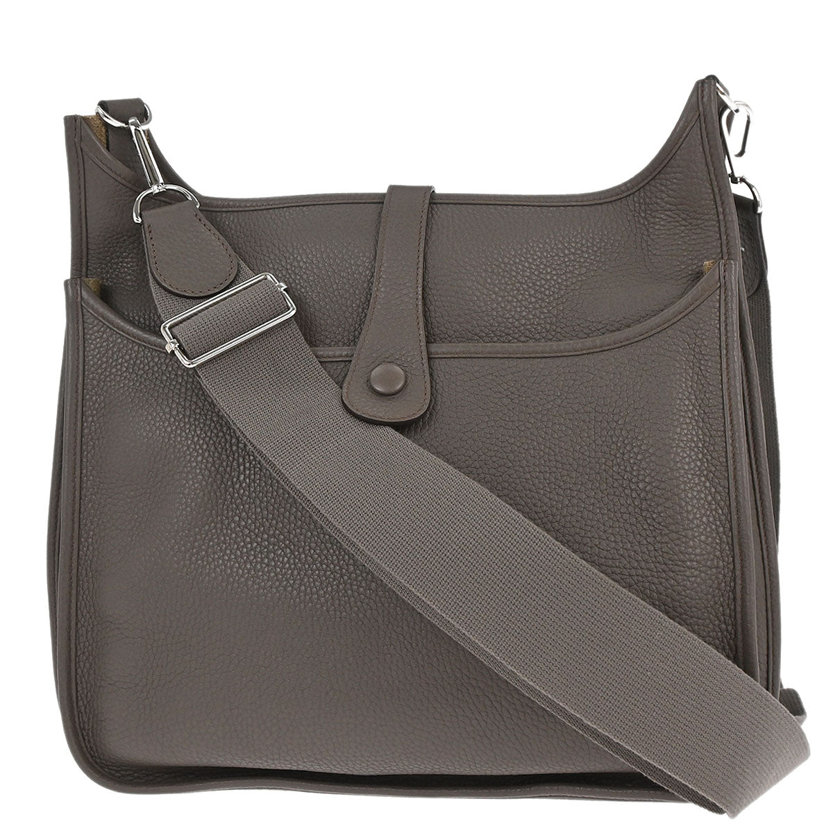 Hermes Taupe Taurillon Clemence Evelyne 3 33 GM Shoulder Bag