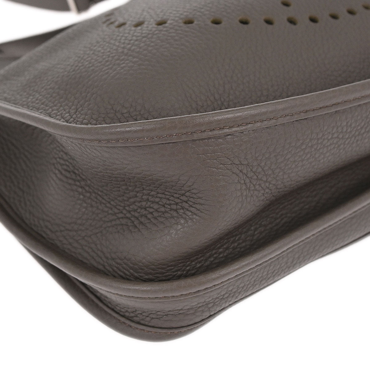 Hermes Taupe Taurillon Clemence Evelyne 3 33 GM Shoulder Bag