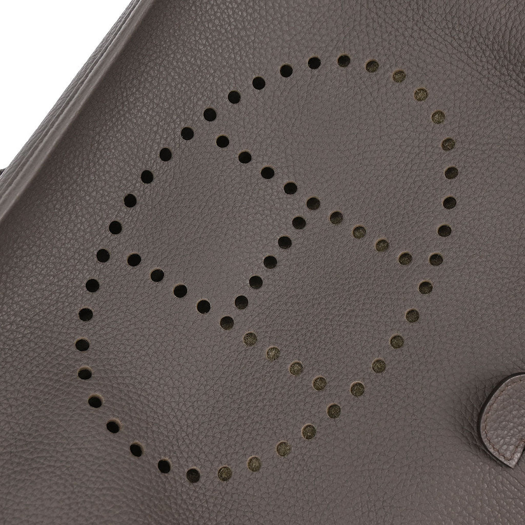 Hermes Taupe Taurillon Clemence Evelyne 3 33 GM Shoulder Bag