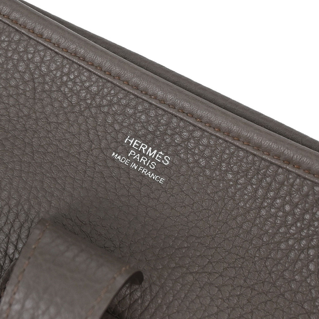 Hermes Taupe Taurillon Clemence Evelyne 3 33 GM Shoulder Bag