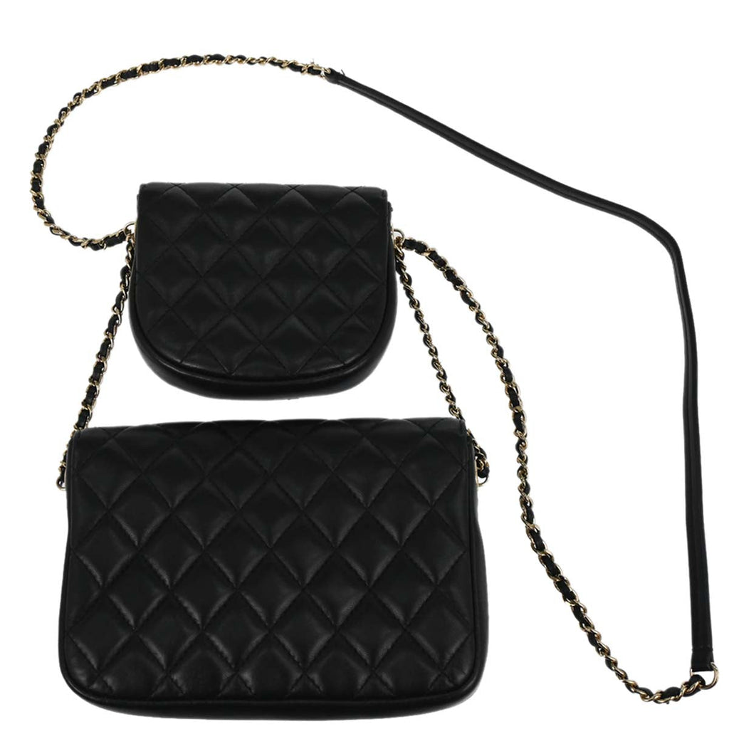 Chanel 2019 Black Lambskin Side Packs Shoulder Bag