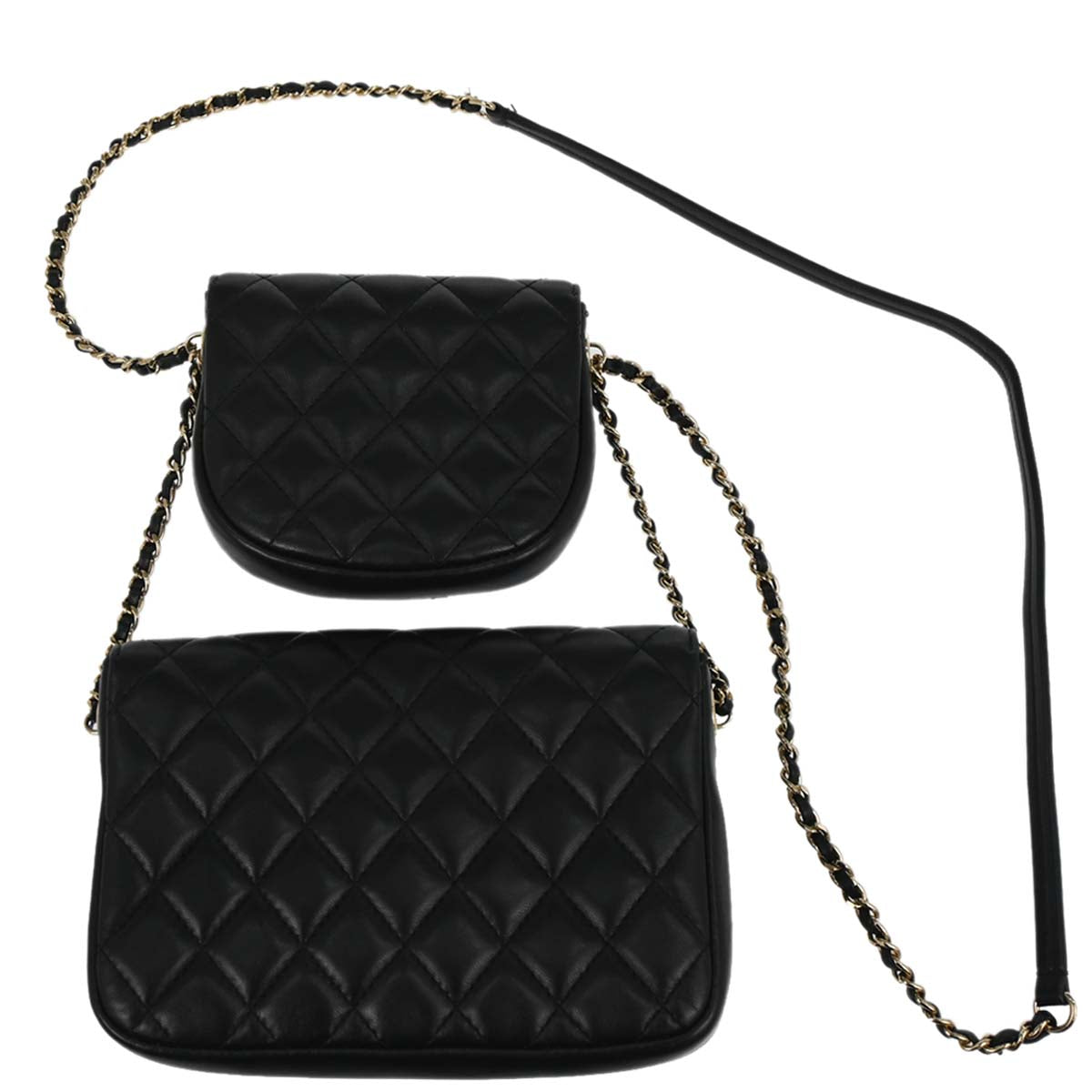 Chanel 2019 Black Lambskin Side Packs Shoulder Bag