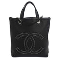 Chanel 2019 Black Caviar Coco Eyelets Large Shopping 2way Shoulder Tote Handbag
