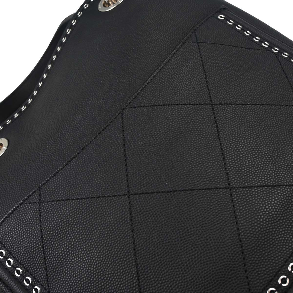 Chanel 2019 Black Caviar Coco Eyelets Large Shopping 2way Shoulder Tote Handbag