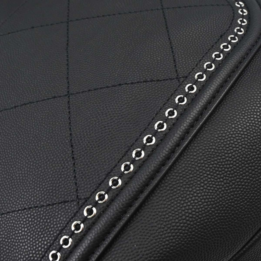 Chanel 2019 Black Caviar Coco Eyelets Large Shopping 2way Shoulder Tote Handbag