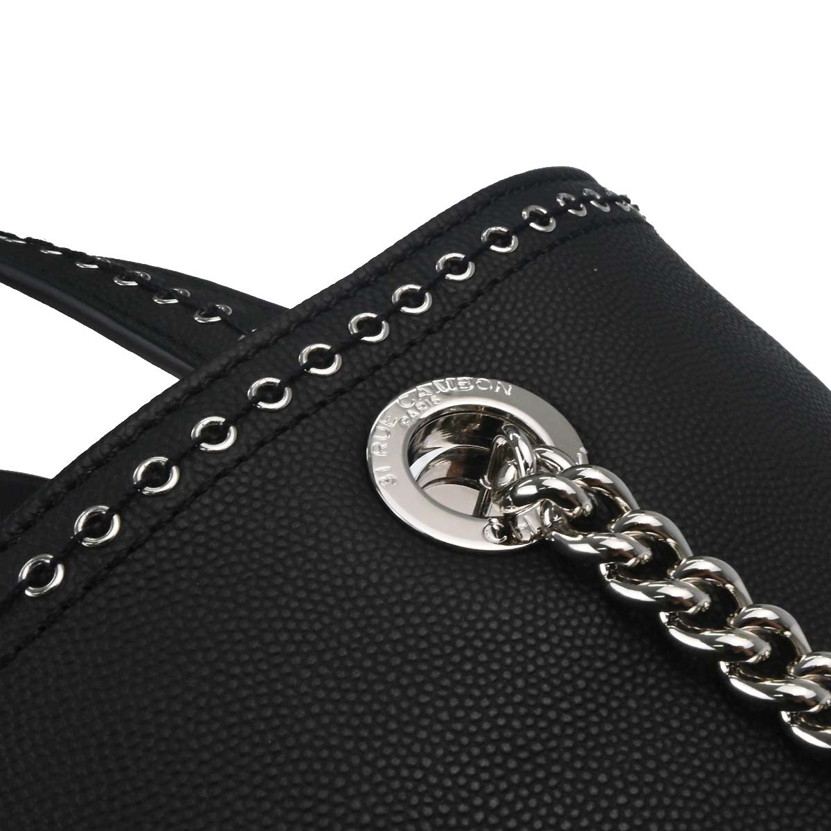 Chanel 2019 Black Caviar Coco Eyelets Large Shopping 2way Shoulder Tote Handbag