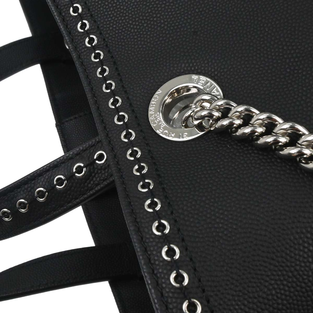 Chanel 2019 Black Caviar Coco Eyelets Large Shopping 2way Shoulder Tote Handbag