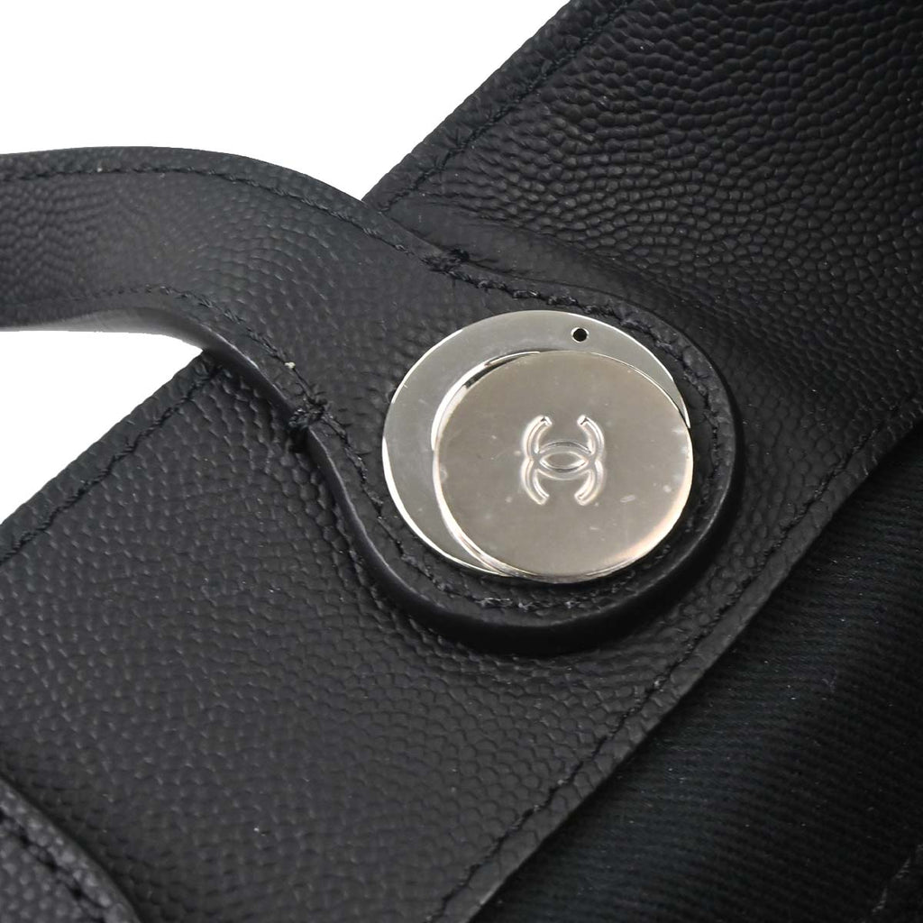 Chanel 2019 Black Caviar Coco Eyelets Large Shopping 2way Shoulder Tote Handbag