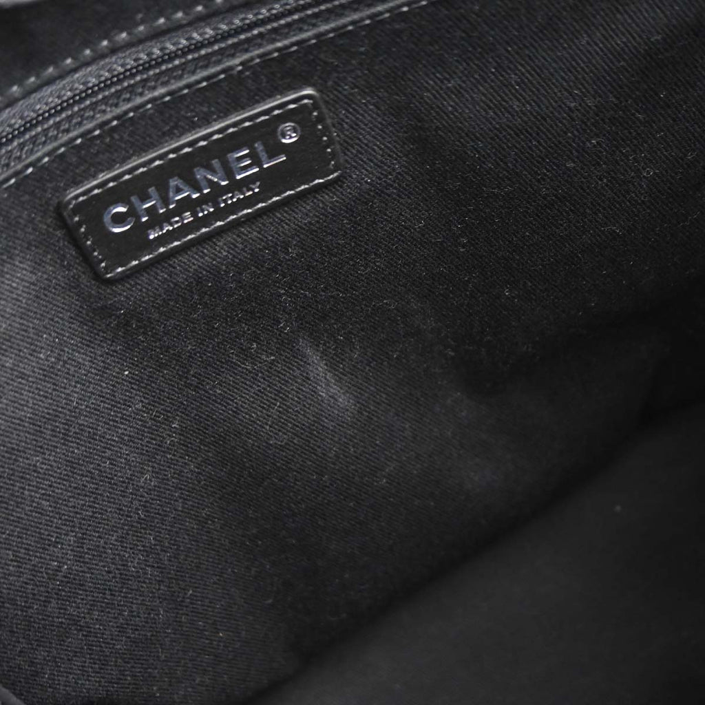 Chanel 2019 Black Caviar Coco Eyelets Large Shopping 2way Shoulder Tote Handbag