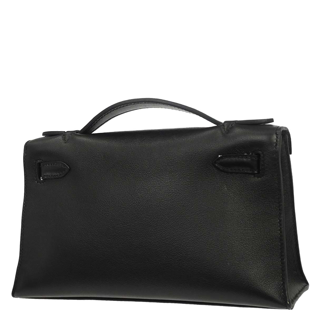 Hermes Black Swift Kelly Pochette Handbag