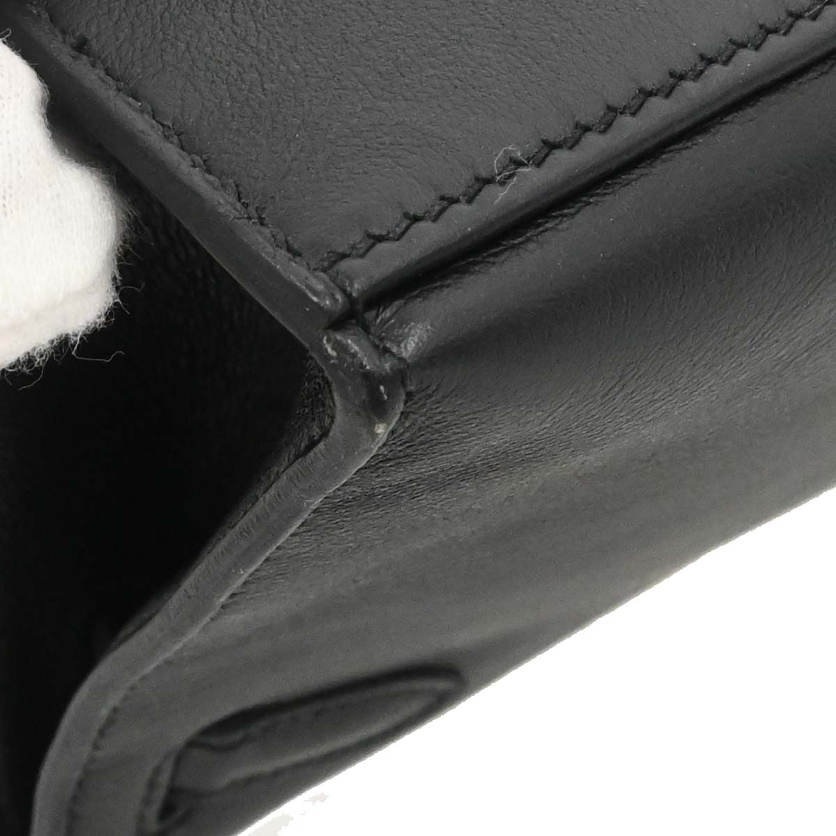 Hermes Black Swift Kelly Pochette Handbag