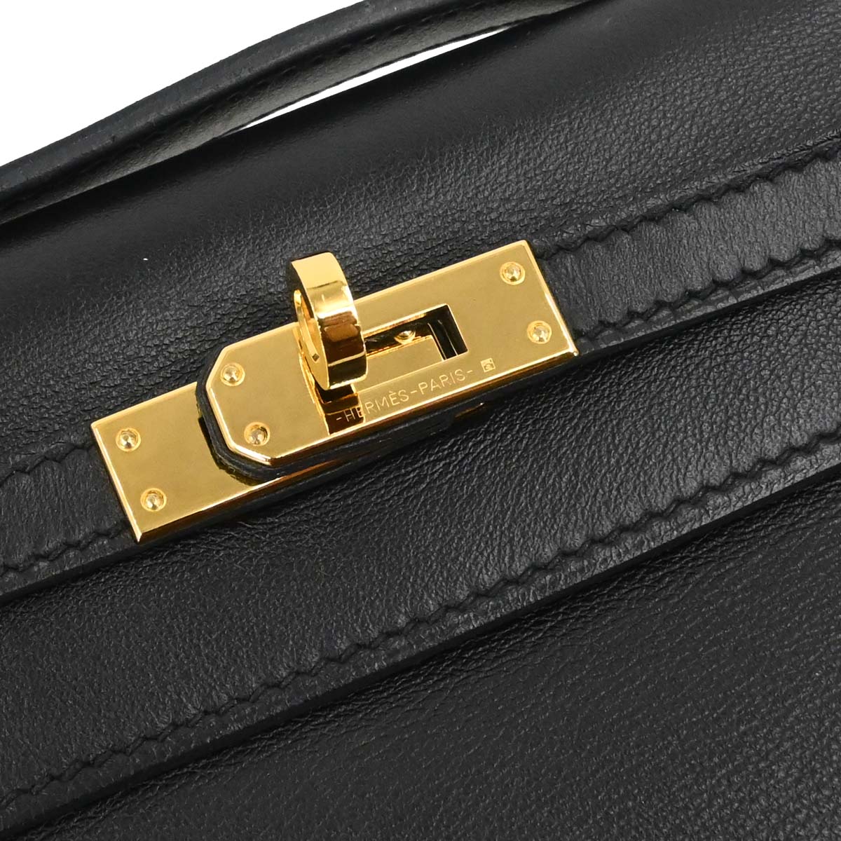 Hermes Black Swift Kelly Pochette Handbag