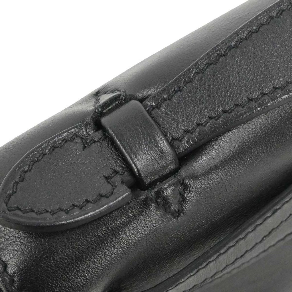 Hermes Black Swift Kelly Pochette Handbag