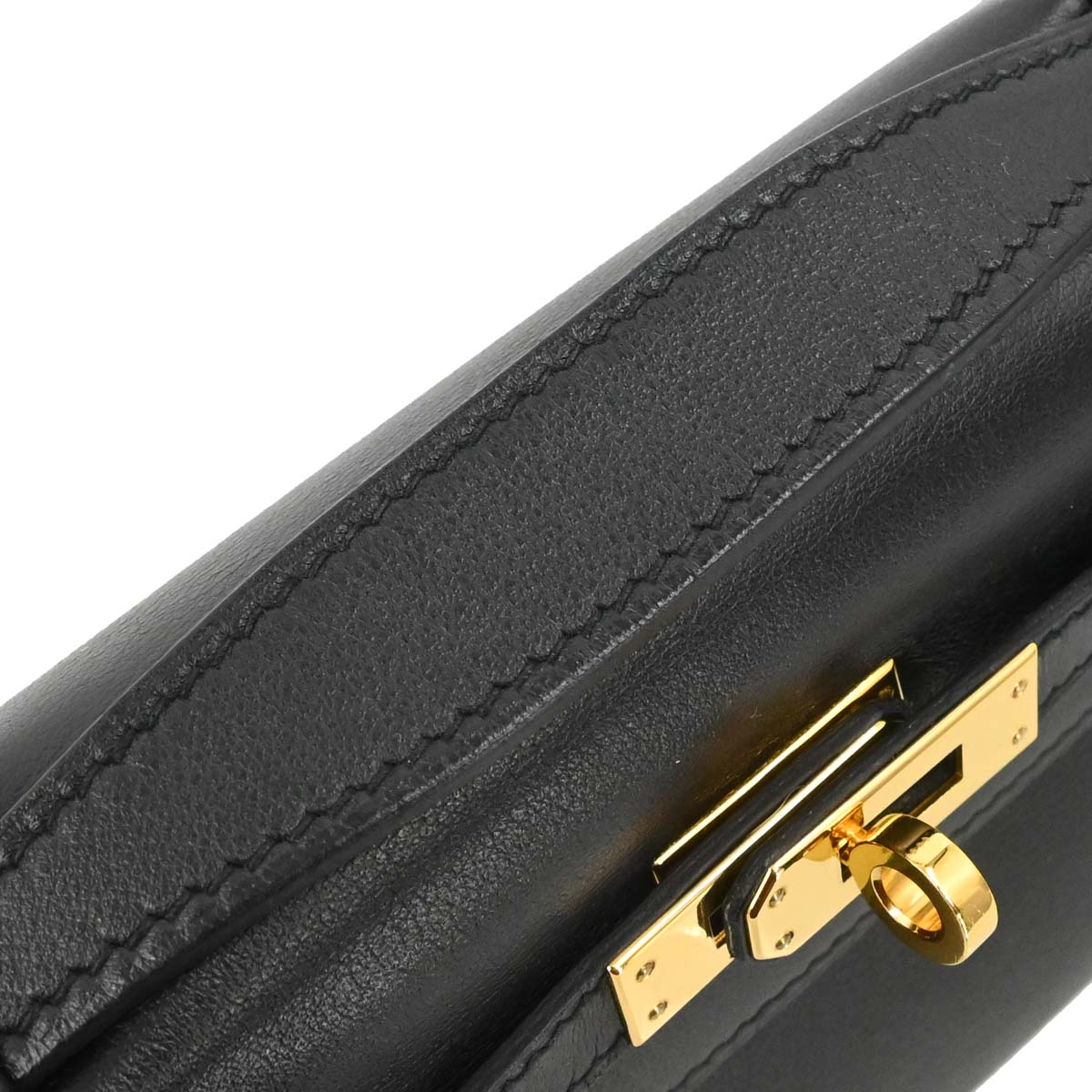 Hermes Black Swift Kelly Pochette Handbag