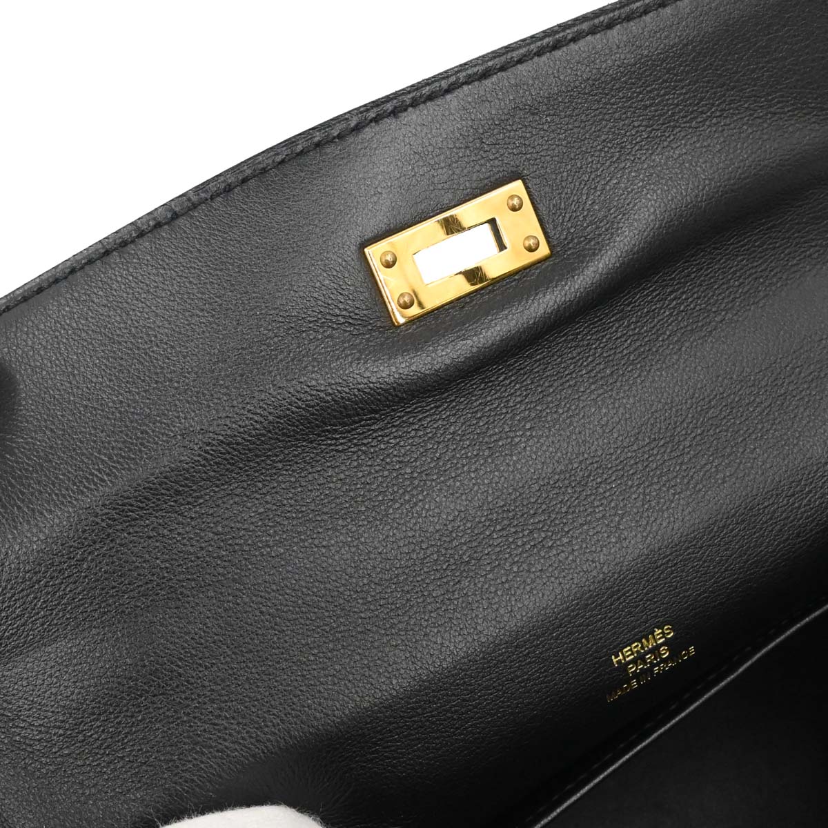 Hermes Black Swift Kelly Pochette Handbag