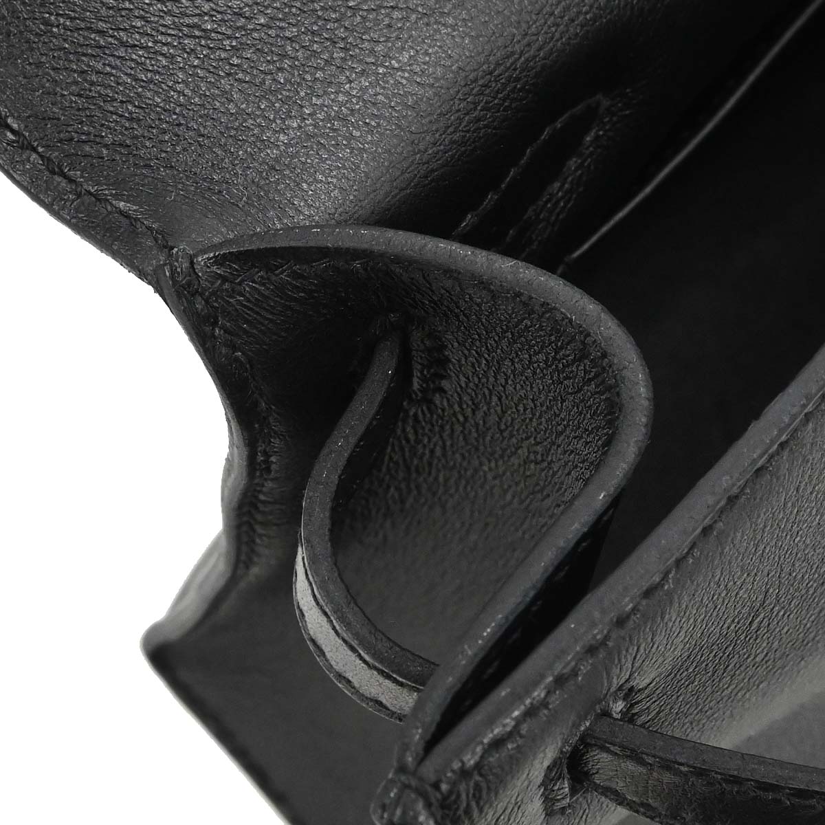 Hermes Black Swift Kelly Pochette Handbag